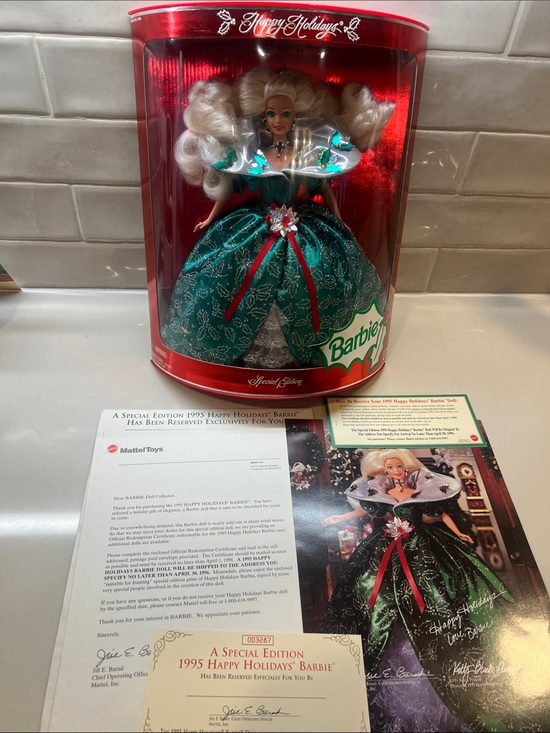 Barbie Other - 1995 Mattel Happy Holidays Barbie Doll poster, and rain check certificate